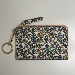TORY BURCH Robinson Floral Leather Keychain Wallet